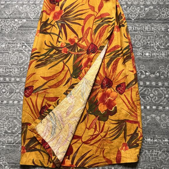 Chico's Design Linen Matching Set Size L/XL Tropical Print Jacket Wrap Skirt NWT - Picture 4 of 16